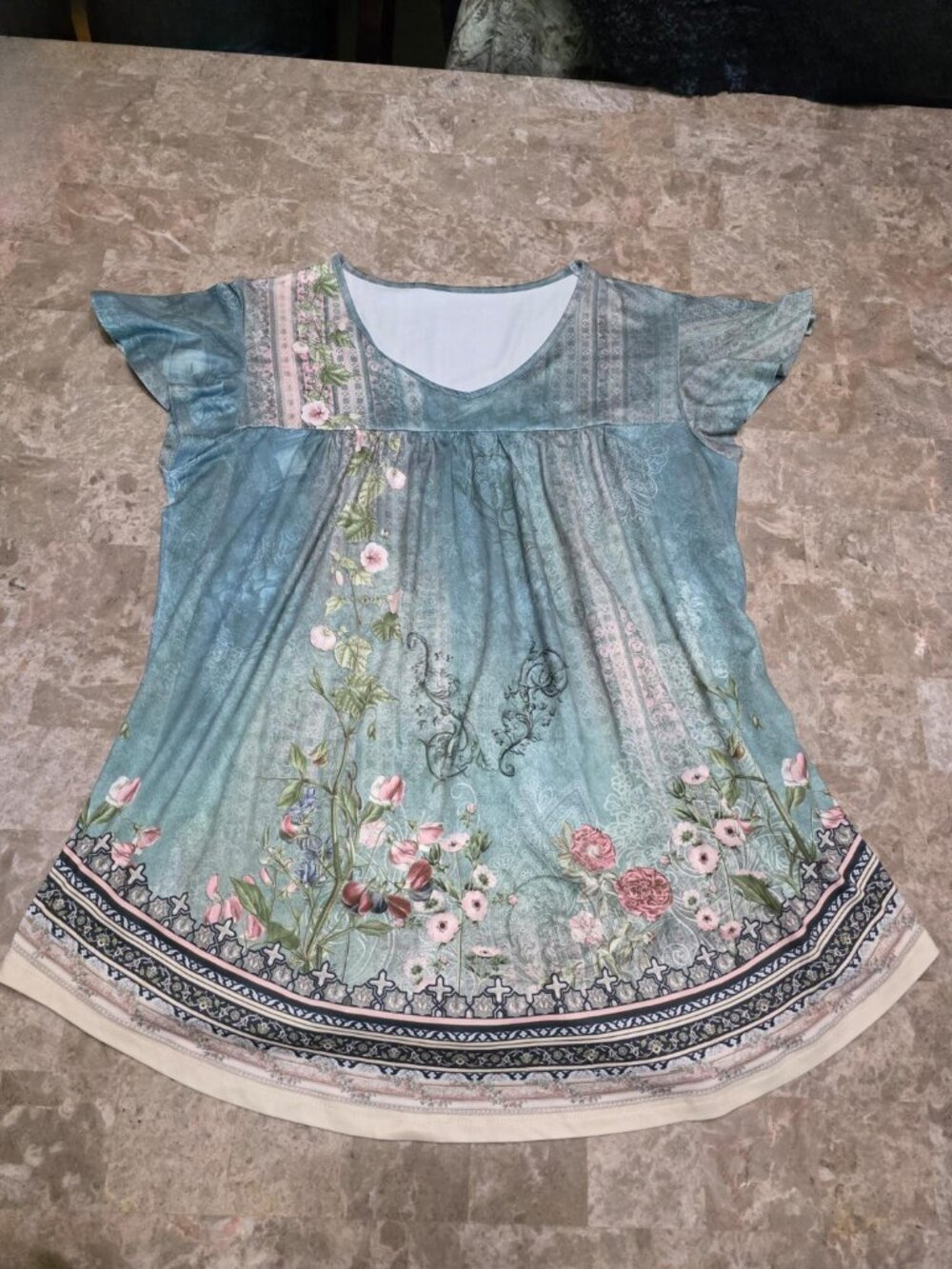 Womens Ruffle Sleeve Tunic Top, Size Large, - Picture 8 of 9